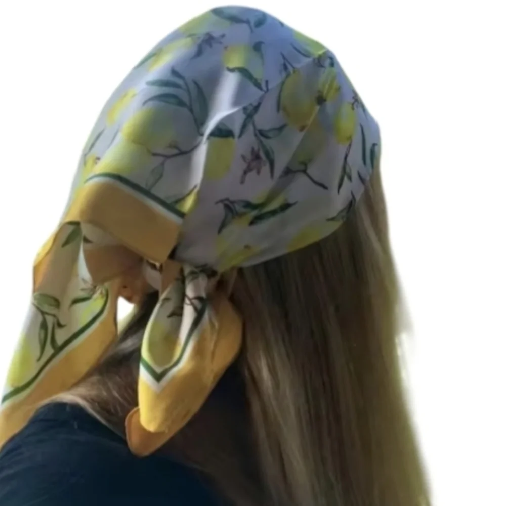 New! Lemon Silk Like Square Scarf Bandana 21
